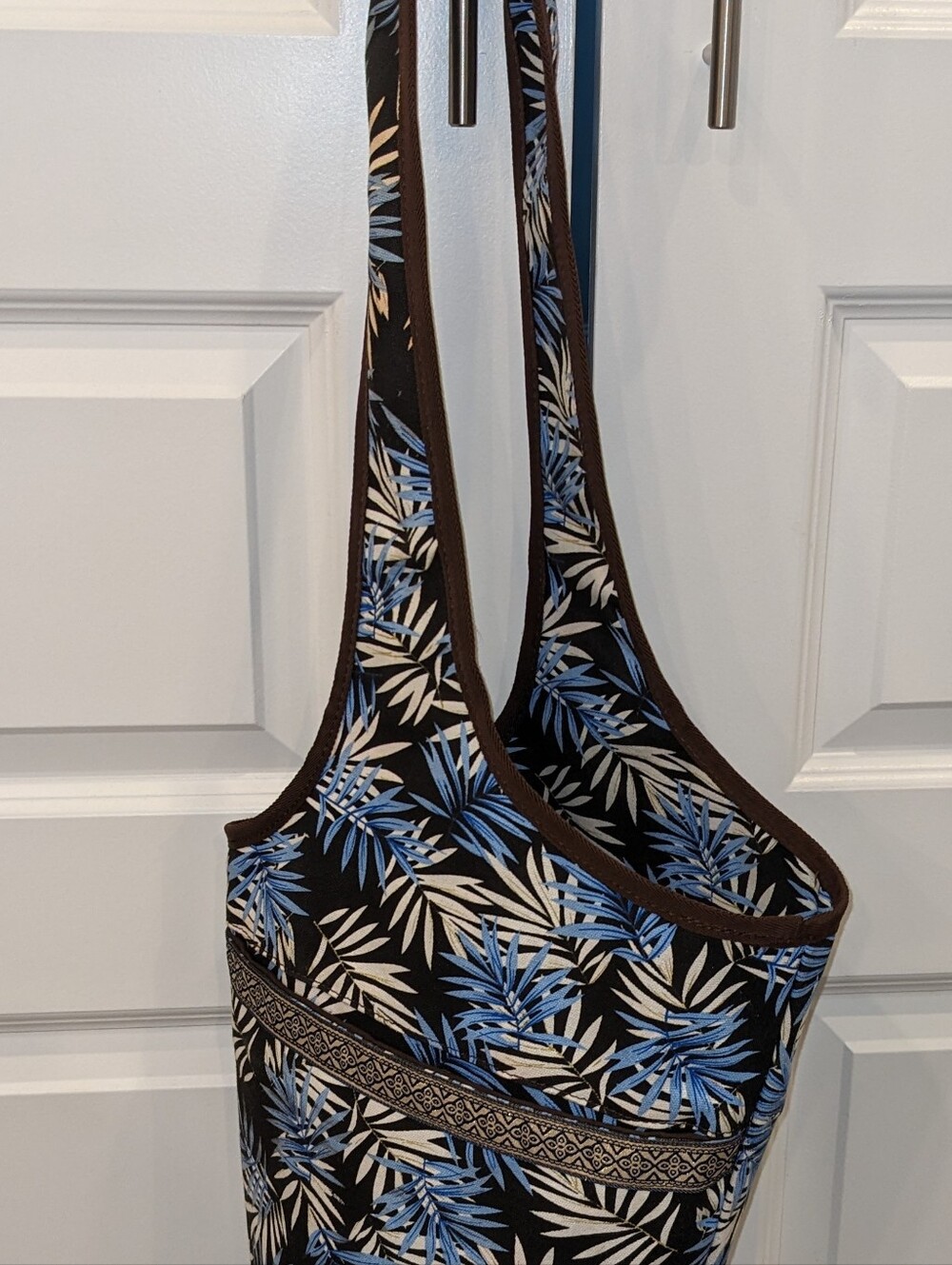 Tropical Blue Leaf Print Yoga Mat Bag